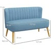 Homcom Dvivietė sofa su medinėmis kojomis, keliamoji galia iki 150 kg, mėlyna, 117 x 56,5 x 77 cm