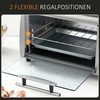 Gruzdintuvė HOMCOM Elektrinė orkaitė 10L, reguliuojama temperatūra ir laikmatis, su grotelėmis ir keptuve, 750 W, 36,5x26x22 cm, sidabriškai juoda