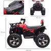 HOMCOM elektrinis keturratis 12V vaikiškas keturratis su priekiniu žibintu, USB jungtimi, MP3 muzikos grotuvu, 3-5 metų, 3-8 km/h, metalinis, raudonas