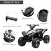 Homcom Elektrinis keturratis 12V vaikiškas keturratis su USB jungtimi, vaikiškas motociklas su MP3 muzikos grotuvu, priekiniais žibintais, skirtas 3-5 metų vaikams, 1,5-3 km/val