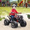 HOMCOM elektrinis keturratis 12V vaikiškas keturratis su priekiniu žibintu, USB jungtimi, MP3 muzikos grotuvu, 3-5 metų, 3-8 km/h, metalinis, raudonas