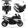 HOMCOM Elektrinis vaikiškas motociklas, šviesos ir garsai, 3 km/h, įkraunamas, plastikas ir metalas, juoda/balta