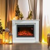 HOMCOM Elektrinis židinys, 3D LED liepsnos, nuotolinio valdymo pultas, laikmatis, MDF, baltas