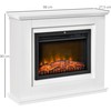 HOMCOM Elektrinis židinys, 3D LED liepsnos, nuotolinio valdymo pultas, laikmatis, MDF, baltas