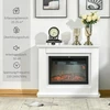 HOMCOM Elektrinis židinys, 3D LED liepsnos, nuotolinio valdymo pultas, laikmatis, MDF, baltas