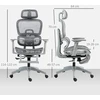 HOMCOM Ergonominė biuro kėdė su tinklinio audinio apmušalu, reguliuojama, su ratukais, su porankiais, galvos atrama, pilka
