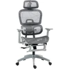 HOMCOM Ergonominė biuro kėdė su tinklinio audinio apmušalu, reguliuojama, su ratukais, su porankiais, galvos atrama, pilka