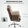 HOMCOM Ergonomiška biuro kėdė, pasviręs atlošas, kojų atrama, minkštas audinys, šviesiai rudos spalvos