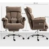 HOMCOM Ergonomiška biuro kėdė, pasviręs atlošas, kojų atrama, minkštas audinys, šviesiai rudos spalvos