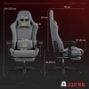 Ergonomiška žaidimų kėdė HOMCOM su 3D porankiais, reguliuojama, su juosmens atrama, pilka
