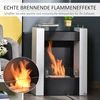 HOMCOM Etanolio židinys Bio etanolio degiklis 2000W 1,5L 3 val. degimo trukmė Laisvai pastatomas, pagamintas iš plieno, nerūdijančio plieno, grūdinto stiklo, baltos ir juodos spalvos 60x20x79cm