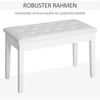 HOMCOM pianino kėdė, suoliukas pianinui, tradicinio kaimiško stiliaus kosmetinė kėdutė su daiktadėže, guminmedis, dirbtinė oda, balta, 76 x 36 x 50 cm