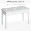 HOMCOM pianino kėdė, suoliukas pianinui, tradicinio kaimiško stiliaus kosmetinė kėdutė su daiktadėže, guminmedis, dirbtinė oda, balta, 76 x 36 x 50 cm