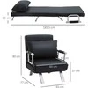 HOMCOM išskleidžiamas krėslas, 2-viename sofa-lova, reguliuojamas poilsio krėslas su atlošu ir pagalve, svečių lova iki 100 kg, juodas
