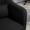 "HOMCOM" fotelis Poilsio kėdė su porankiu, juosmens pagalvėle, minkšta Poilsio fotelis su metaliniu rėmu, lino išvaizdos, reguliuojamo aukščio Pasukama kėdė miegamajam, svetainei, juoda