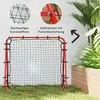 "HOMCOM" futbolo atmušimo įrenginys "kickback goal" atmušimo sienelės tinklas dvipusis atmušimo tinklas, reguliuojamas 5 lygiais, skirtas futbolo treniruotėms plienas raudonas 100 x 95 x 90 cm
