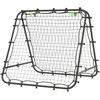 HOMCOM futbolo atšokimo sienelė, grąžinimo tinklas, dvipusis, reguliuojamas 5 padėtimis, futbolo treniruotėms, plienas, juoda, 100 x 95 x 90 cm