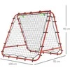 HOMCOM futbolo atšokimo sienelė, tinklas, dvipusis atšokimas, reguliuojamas 5 padėtimis, futbolo treniruotėms, plieno, raudonas, 100 x 95 x 90 cm