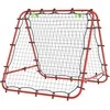 "HOMCOM" futbolo atmušimo įrenginys "kickback goal" atmušimo sienelės tinklas dvipusis atmušimo tinklas, reguliuojamas 5 lygiais, skirtas futbolo treniruotėms plienas raudonas 100 x 95 x 90 cm