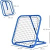 HOMCOM Futbolo atmušimo įrenginys, sulankstomas futbolo atmušimo įrenginys 63 x 63 cm Reguliuojamas futbolo vartų atmušimo įrenginys, skirtas beisbolui ir krepšiniui, metalinis, mėlynos spalvos
