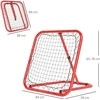 HOMCOM futbolo atmušiklis, sulankstomas futbolo atmušiklis 63 x 63 cm, reguliuojami futbolo vartai, tinka beisbolui ir krepšiniui, metalinis, raudonas