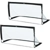 HOMCOM futbolo vartų rinkinys, 2 vnt. mini vartai, sulankstomi, plienas ir tetrolonas, juodi, 186x90x89 cm
