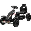 HOMCOM GoKart, pedalinė transporto priemonė, pedalinis automobilis su rankiniais stabdžiais, vaikiška transporto priemonė su reguliuojama sėdyne, pedalinė, keturratis 5-12 metų vaikams, lauko, juodas