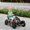 HOMCOM GoKart, pedalinė transporto priemonė, pedalinis automobilis su rankiniais stabdžiais, vaikiška transporto priemonė su reguliuojama sėdyne, pedalinė, keturratis 5-12 metų vaikams, lauko, juodas