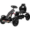 HOMCOM GoKart, pedalinė transporto priemonė, pedalinis automobilis su rankiniais stabdžiais, vaikiška transporto priemonė su reguliuojama sėdyne, pedalinė, keturratis 5-12 metų vaikams, lauko, juodas