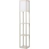 HOMCOM Grindinis šviestuvas su 3 lentynomis Grindinis šviestuvas, interjero apšvietimas, E27, iki 40 W, E1-MDF, akrilas, ąžuolas+balta, 26x26x160 cm