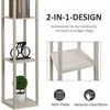 HOMCOM pastatomas šviestuvas su 3 lentynomis, grindinis šviestuvas, vidaus apšvietimas, E27, iki 40W, E1-MDF, akrilas, ąžuolo ir baltos spalvos, 26x26x160 cm