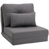 HOMCOM grindų fotelis, 2-in-1 sulankstoma lova su reguliuojamu atlošu, grindų sofa su dekoratyvine pagalve, lininis, grindų sėdmaišis