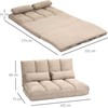 Fotelis HOMCOM 2-in-1 grindų sėdynė, sofa-lova su 3 padėčių reguliuojamu atlošu, aksominė, smėlio spalvos, 102x73x60 cm