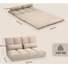 Fotelis HOMCOM 2-in-1 grindų sėdynė, sofa-lova su 3 padėčių reguliuojamu atlošu, aksominė, smėlio spalvos, 102x73x60 cm