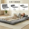 Fotelis HOMCOM 2-in-1 grindų kėdė ir lova su atlošu, 3 reguliuojamos padėtys, sėdynės pagalvėlė, pilka, aksomas ir plienas, 102x73x60 cm