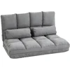 Fotelis HOMCOM 2-in-1 grindų kėdė ir lova su atlošu, 3 reguliuojamos padėtys, sėdynės pagalvėlė, pilka, aksomas ir plienas, 102x73x60 cm