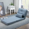 HOMCOM 2-in-1 grindų fotelis-lova su reguliuojamu atlošu, grindų sofa su dekoratyvine pagalve, skirta svetainei ar miegamajam, lininis, dangaus mėlynos spalvos