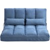 Sofa HOMCOM grindų kėdė 2in1 grindų fotelis sulankstomas lovos atlošas 3 padėtys reguliuojama sėdynės pagalvėlė aksomas plienas mėlyna 102x73x60cm