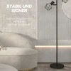 HOMCOM pastatomas šviestuvas, toršeras su 3 E27 lizdais, 40 W šviestuvas su 3 reguliuojamais gaubtais, svetainei, aukštis 169 cm, metalinis, be lempučių, juodas