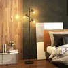 HOMCOM Grindų lempa, grindų lempa su 3 E27 lizdais, 40 W grindų lempa su 3 reguliuojamomis liepsnomis, skirta svetainei, aukštis 169 cm, metalinė, be lemputės, juoda
