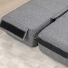 Homcom Grindų sofa 2-in-1, sulankstoma lino išvaizdos sofa lova, skirta 2 asmenims, minkšta sofa lova, pakraunama iki 250 kg, skirta svetainei, miegamajam, pilka