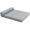 HOMCOM 2-in-1 sulankstoma grindų sofa-lova, lino išvaizdos, skirta 2 asmenims, paminkštinta, atlaikanti iki 250 kg, svetainei ir miegamajam, pilka