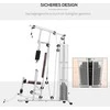 HOMCOM treniruoklių stotis, daugiafunkcis jėgos treniruoklis su svoriais, kojų tiesimo funkcija, metalas, PU dirbtinė oda, baltas, 150 x 110 x 210 cm