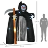 HOMCOM Helovino pripučiama "Grim Reaper" arka 2,85 m Didelė Helovino dekoracija su LED apšvietimu, vakarėlio dekoracija vidaus ir lauko erdvėms