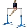 "HOMCOM" horizontalusis strypas reguliuojamo aukščio gimnastikos horizontalusis strypas 13 pakopų, iki 75 kg svorio, pagamintas iš plieno ir buko medienos, mėlynos spalvos, skirtas gimnastikai ir treniruotėms