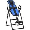 Homcom Inversinis sulankstomas treniruoklis su judančiais ratukais, reguliuojama nugaros pagalvėle, metalinis ABS, juodas+mėlynas, 132x71x145cm