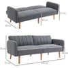 HOMCOM Išskleidžiama dvivietė sofa-lova, miegamoji sofa-lova su miego funkcija, į liną panašus poliesteris, kaučiukmedis, pilka, 173x75x73 cm