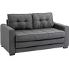 HOMCOM dvivietė sofa-lova, išlankstoma sofa su miegojimo funkcija, lino tekstūros audinys, kaučiukmedis, pilka, 147,5x75x85 cm
