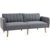 HOMCOM Išskleidžiama dvivietė sofa-lova, miegamoji sofa-lova su miego funkcija, į liną panašus poliesteris, kaučiukmedis, pilka, 173x75x73 cm