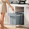 HOMCOM ištraukiama šiukšliadėžė, 2 x 20 l, išimami konteineriai, plastikas, metalas, pilka